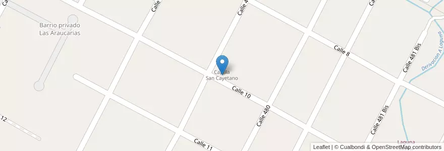 Mapa de ubicacion de Capilla San Cayetano, City Bell en الأرجنتين, بوينس آيرس, Partido De La Plata, City Bell.