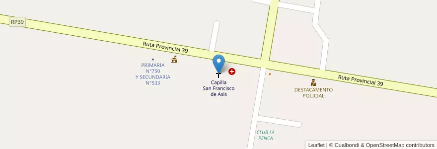 Mapa de ubicacion de Capilla San Francisco de Asis en Arjantin, Santa Fe, Departamento San Justo, Municipio De La Penca Y Caraguatá.