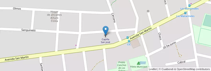 Mapa de ubicacion de Capilla San José en الأرجنتين, Córdoba, Departamento Punilla, Pedanía Dolores, Municipio De La Cumbre.