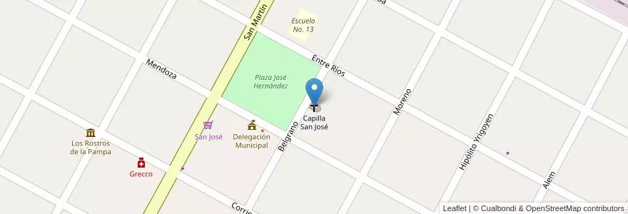 Mapa de ubicacion de Capilla San José en 阿根廷, 布宜诺斯艾利斯省, Partido De San Antonio De Areco.