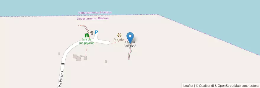 Mapa de ubicacion de Capilla San José en Argentinien, Chubut, Departamento Biedma.