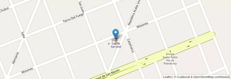 Mapa de ubicacion de Capilla San José en 아르헨티나, 칠레, Mendoza, Departamento San Rafael, Distrito Real Del Padre.
