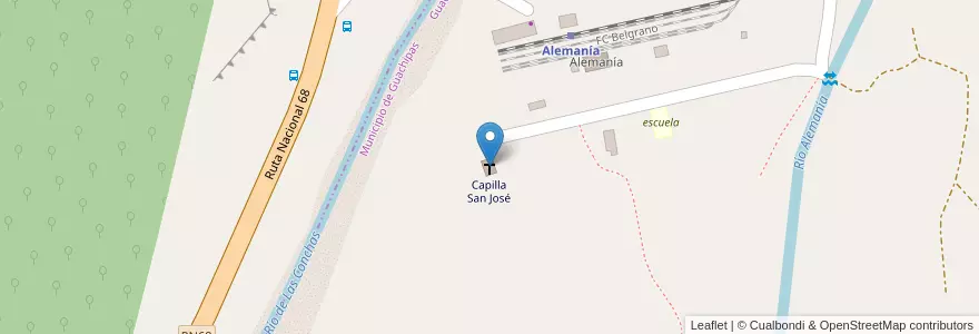 Mapa de ubicacion de Capilla San José en Argentine, Salta, La Viña, Municipio De La Viña.