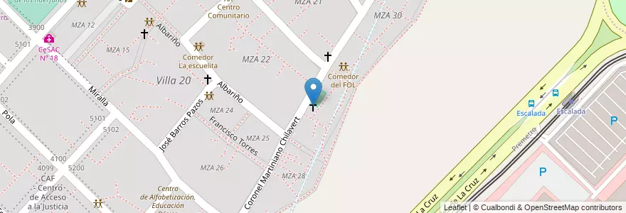 Mapa de ubicacion de Capilla San Juan Bautista, Villa Lugano en アルゼンチン, Ciudad Autónoma De Buenos Aires, ブエノスアイレス, Comuna 8.