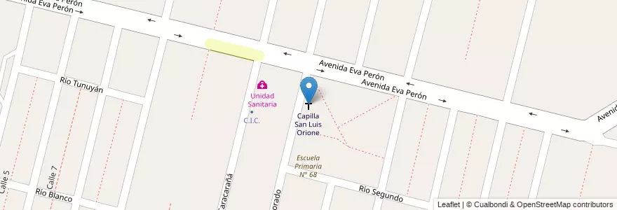 Mapa de ubicacion de Capilla San Luis Orione en 阿根廷, 布宜诺斯艾利斯省, Partido De Almirante Brown, San Francisco De Asís.