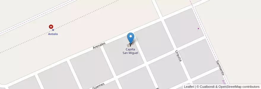 Mapa de ubicacion de Capilla San Miguel en アルゼンチン, エントレ・リオス州, Departamento Victoria, Distrito Corrales, Antelo.