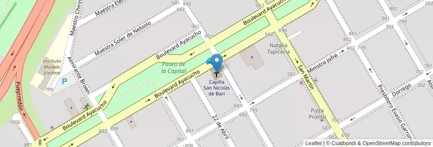 Mapa de ubicacion de Capilla San Nicolás de Bari en 아르헨티나, 리오네그로주, Departamento Adolfo Alsina, Viedma, Viedma.