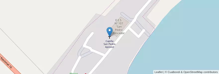 Mapa de ubicacion de Capilla San Pedro Apóstol en Аргентина, Чако, Departamento Primero De Mayo, Municipio De Colonia Benítez, Barrio San Pedro Pescador.
