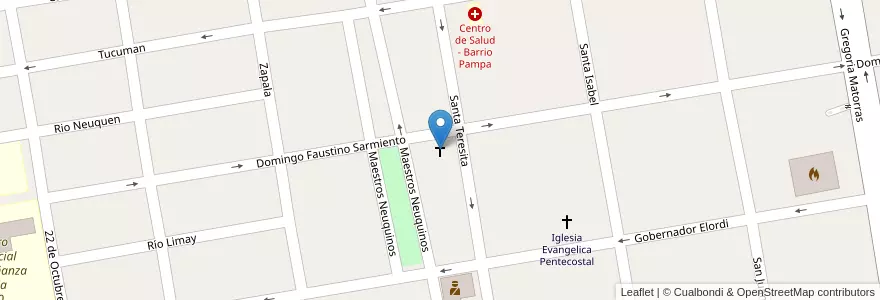 Mapa de ubicacion de Capilla San Sebastian en 阿根廷, 智利, 內烏肯省, Departamento Confluencia, Municipio De Cutral Có, Cutral Có.