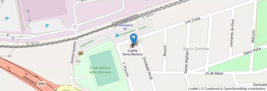 Mapa de ubicacion de Capilla Santa Bárbara en Argentinië, Buenos Aires, Partido De Campana.