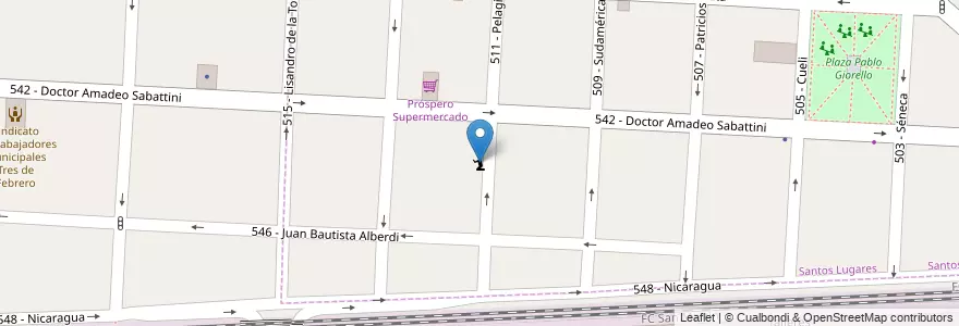 Mapa de ubicacion de Capilla Santa Bernardita en Arjantin, Buenos Aires, Partido De Tres De Febrero, Caseros, Santos Lugares.