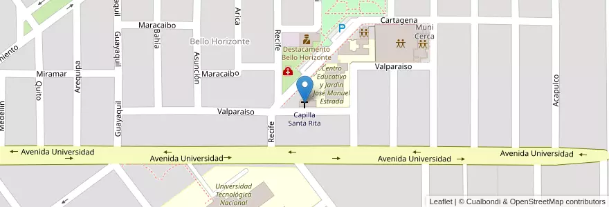 Mapa de ubicacion de Capilla Santa Rita en 아르헨티나, Córdoba, Departamento General San Martín, Pedanía Villa María, Municipio De Villa María, Villa María.