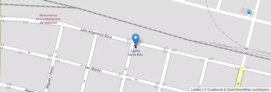 Mapa de ubicacion de Capilla Santa Rita en Argentina, Córdoba, Departamento Presidente Roque Sáenz Peña, Pedanía La Amarga, Municipio De Laboulaye, Laboulaye.
