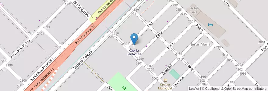 Mapa de ubicacion de Capilla Santa Rita en アルゼンチン, チャコ州, Departamento San Fernando, Resistencia, Resistencia.