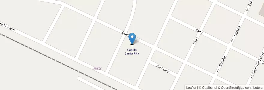 Mapa de ubicacion de Capilla Santa Rita en 阿根廷, Santiago Del Estero, Departamento Copo.