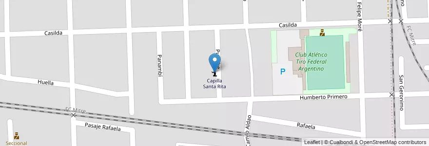 Mapa de ubicacion de Capilla Santa Rita en 아르헨티나, Santa Fe, Departamento Rosario, Municipio De Rosario, 로사리오.