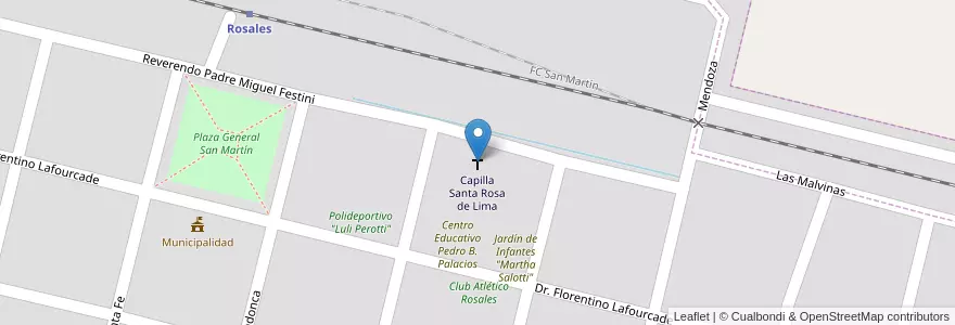 Mapa de ubicacion de Capilla Santa Rosa de Lima en Argentina, Córdoba, Departamento Presidente Roque Sáenz Peña, Pedanía San Martín, Comuna De Rosales, Rosales.