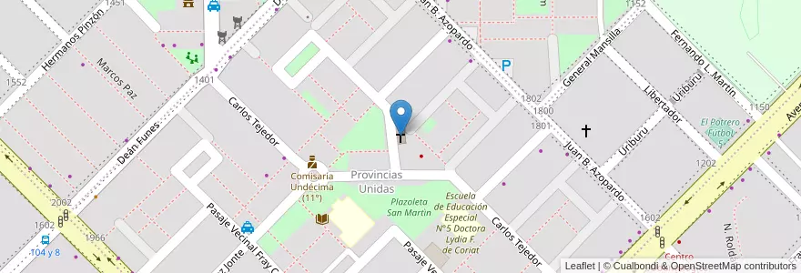 Mapa de ubicacion de Capilla Santa Teresita de Jesus Hornet en アルゼンチン, チャコ州, Departamento San Fernando, Resistencia, Resistencia.
