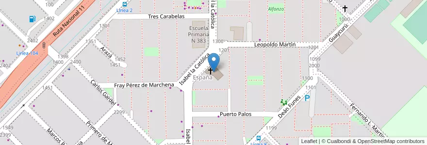 Mapa de ubicacion de Capilla Santo Domingo Guzmán en Argentine, Chaco, Departamento San Fernando, Resistencia, Resistencia.