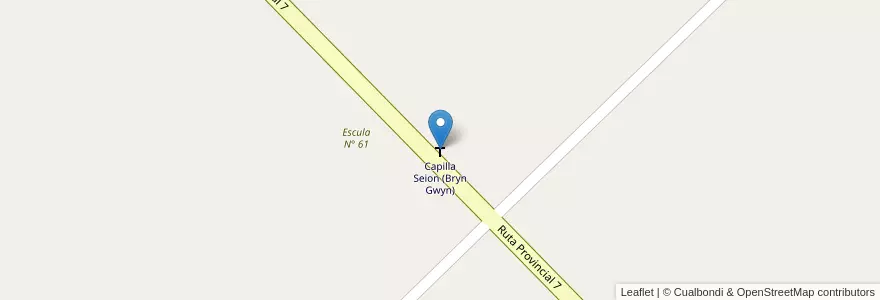 Mapa de ubicacion de Capilla Seion (Bryn Gwyn) en Аргентина, Чубут, Departamento Gaiman, Gaiman.
