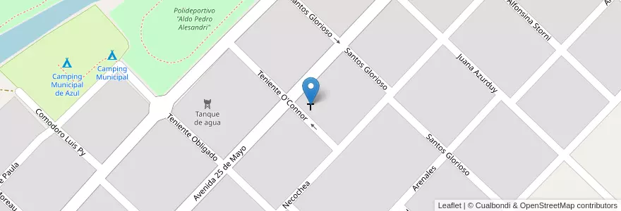 Mapa de ubicacion de Capilla Stella Maris en Arjantin, Buenos Aires, Partido De Azul.