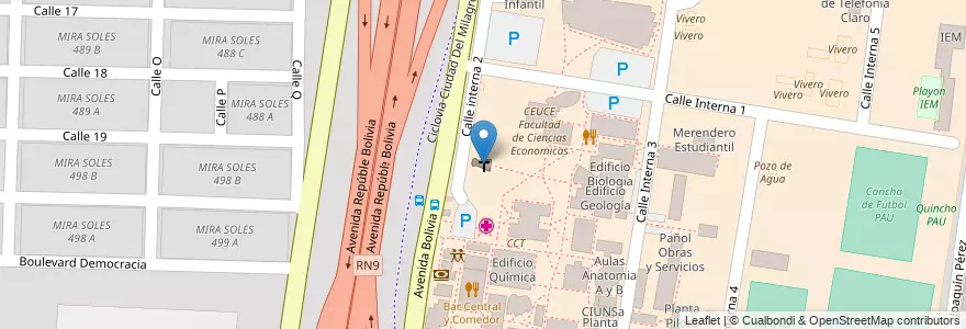 Mapa de ubicacion de Capilla Universidad Nacional de Salta en Arjantin, Salta, Capital, Municipio De Salta, Salta.