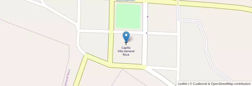 Mapa de ubicacion de Capilla Villa General Roca en Arjantin, San Luis, Belgrano, Municipio De Villa General Roca, Villa General Roca.