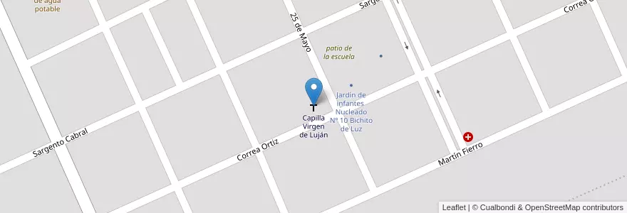 Mapa de ubicacion de Capilla Virgen de Luján en الأرجنتين, La Pampa, Departamento Conhelo, Municipio De Eduardo Castex, Eduardo Castex.