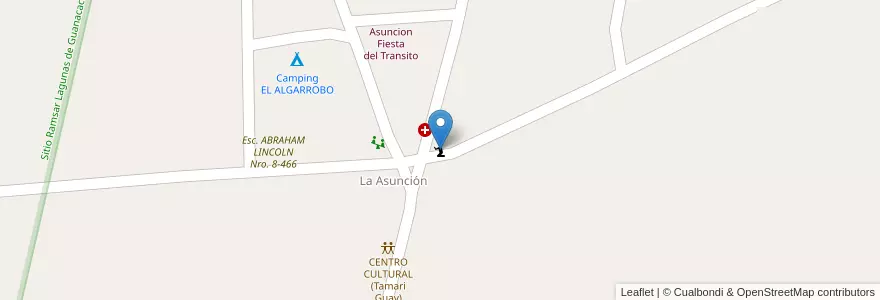 Mapa de ubicacion de Capilla Virgen del tránsito de Asunción en Arjantin, Şili, Mendoza, Departamento Lavalle, Distrito La Asunción.