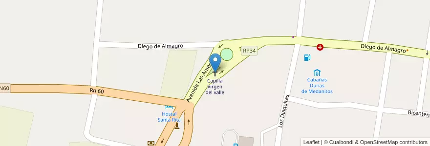 Mapa de ubicacion de Capilla Virgen del valle en 阿根廷, Catamarca, Departamento Tinogasta, Municipio De Fiambalá, Fiambala.