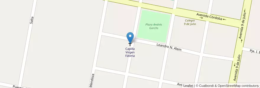 Mapa de ubicacion de Capilla Virgen Fátima en 아르헨티나, Córdoba, Departamento San Justo, Pedanía Libertad, Municipio De Porteña.