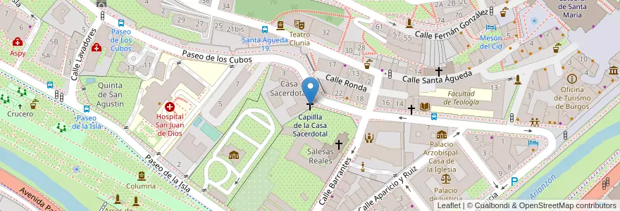 Mapa de ubicacion de Capillla de la Casa Sacerdotal en Espagne, Castille-Et-León, Burgos, Alfoz De Burgos, Burgos.