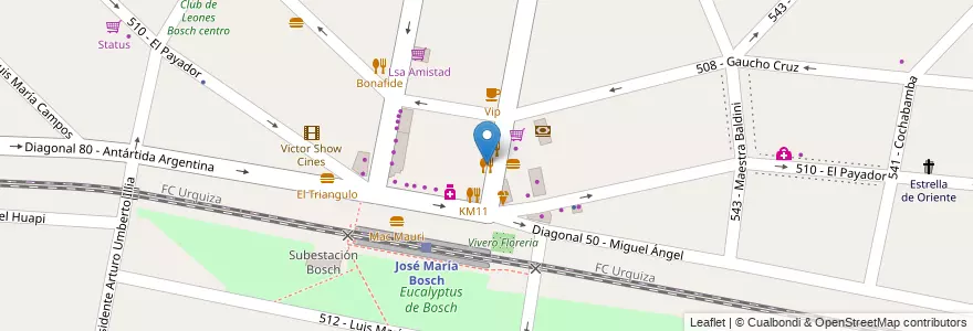 Mapa de ubicacion de Capitan Capote en Arjantin, Buenos Aires, Partido De Tres De Febrero, Villa Bosch.