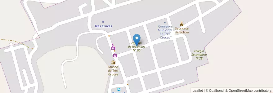 Mapa de ubicacion de capitan de los andes N° 90 en アルゼンチン, フフイ州, Departamento Humahuaca, Comisión Municipal De Tres Cruces, Tres Cruces.