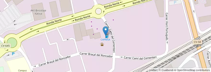 Mapa de ubicacion de CAPMSA en Spain, Valencian Community, Valencia, La Costera, Xàtiva.