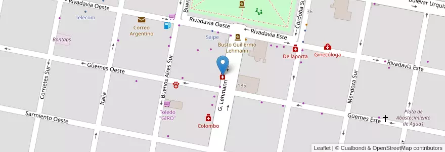 Mapa de ubicacion de Capovilla en Argentina, Santa Fe, Departamento Castellanos, Municipio De Humberto Primo, Humberto Primo.