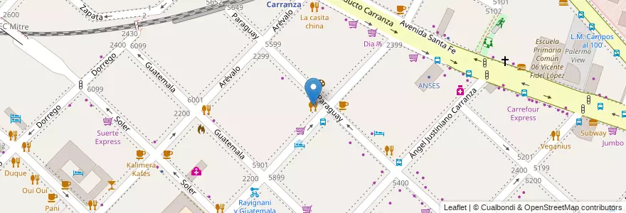 Mapa de ubicacion de Capricci, Palermo en آرژانتین, Ciudad Autónoma De Buenos Aires, Buenos Aires, Comuna 14.