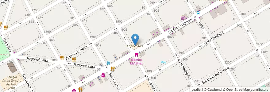 Mapa de ubicacion de Caprichito's en الأرجنتين, بوينس آيرس, Partido De San Isidro, Martínez.