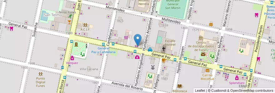 Mapa de ubicacion de Caprichosa en Аргентина, Санта-Фе, Departamento Rosario, Municipio De Funes, Funes.