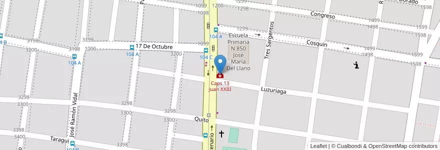 Mapa de ubicacion de Caps 13 Juan XXIII en Argentinien, Corrientes, Departamento Capital, Corrientes, Corrientes.