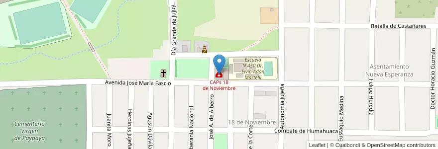 Mapa de ubicacion de CAPs 18 de Noviembre en 阿根廷, Jujuy, Departamento Palpalá, Municipio De Palpalá.