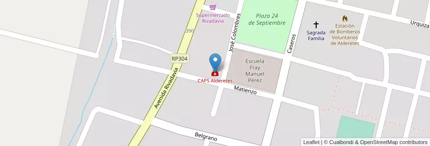 Mapa de ubicacion de CAPS Alderetes en آرژانتین, Tucumán, Departamento Cruz Alta, Alderetes.