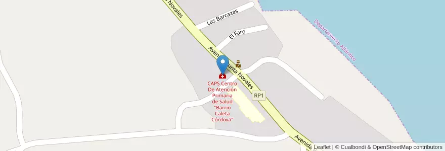 Mapa de ubicacion de CAPS Centro De Atención Primaria de Salud "Barrio Caleta Córdova" en Argentina, Chubut, Departamento Escalante, Comodoro Rivadavia.