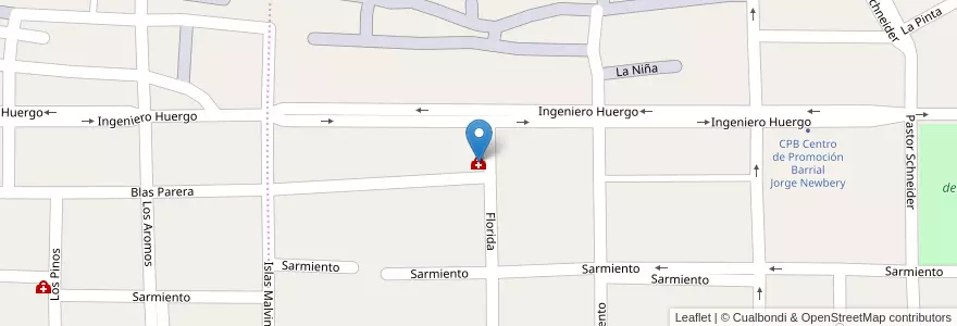 Mapa de ubicacion de CAPS Centro de Atención Primaria de Salud "Barrio Jorge Newbery" en Argentine, Chili, Chubut, Departamento Escalante, Comodoro Rivadavia.