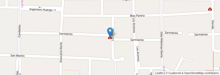Mapa de ubicacion de CAPS Centro de Atención Primaria de Salud "Barrio Las Flores" en Arjantin, Şili, Chubut, Departamento Escalante, Comodoro Rivadavia.