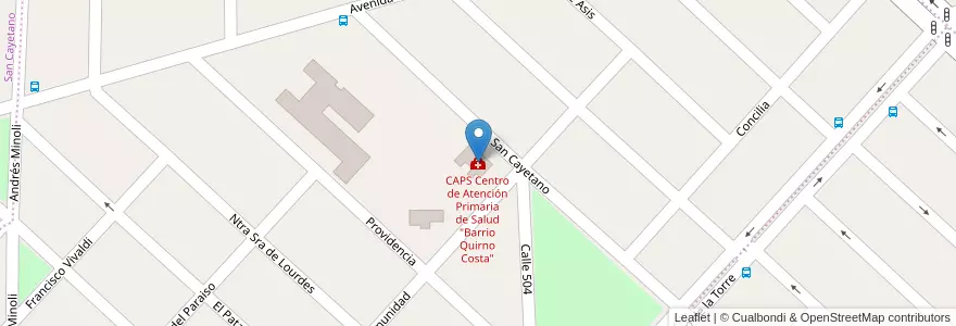 Mapa de ubicacion de CAPS Centro de Atención Primaria de Salud "Barrio Quirno Costa" en Arjantin, Şili, Chubut, Departamento Escalante, Comodoro Rivadavia.