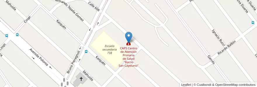 Mapa de ubicacion de CAPS Centro de Atención Primaria de Salud "Barrio San Cayetano" en Argentinië, Chili, Chubut, Departamento Escalante, Comodoro Rivadavia.
