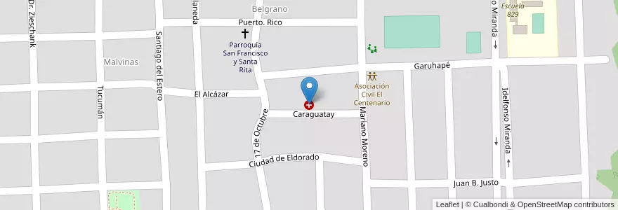 Mapa de ubicacion de C.A.P.S. MIKI PINTOS - BELGRANO en アルゼンチン, ミシオネス州, Departamento Eldorado, Municipio De Eldorado, Eldorado.