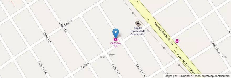 Mapa de ubicacion de CAPS No 26 en Argentine, Province De Buenos Aires, Partido De Berazategui, Berazategui.