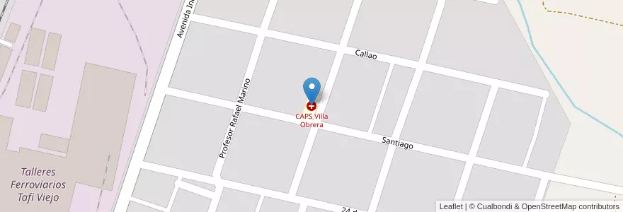 Mapa de ubicacion de CAPS Villa Obrera en 아르헨티나, Tucumán, Departamento Tafí Viejo, Tafí Viejo.